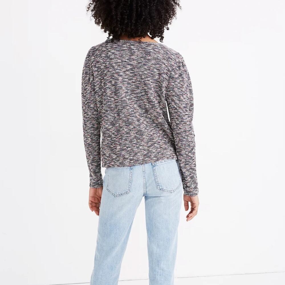 MADEWELL SpaceDyed Marled Sweater SZ L Gathered Shoulders Crewneck Pullover - Picture 3 of 8